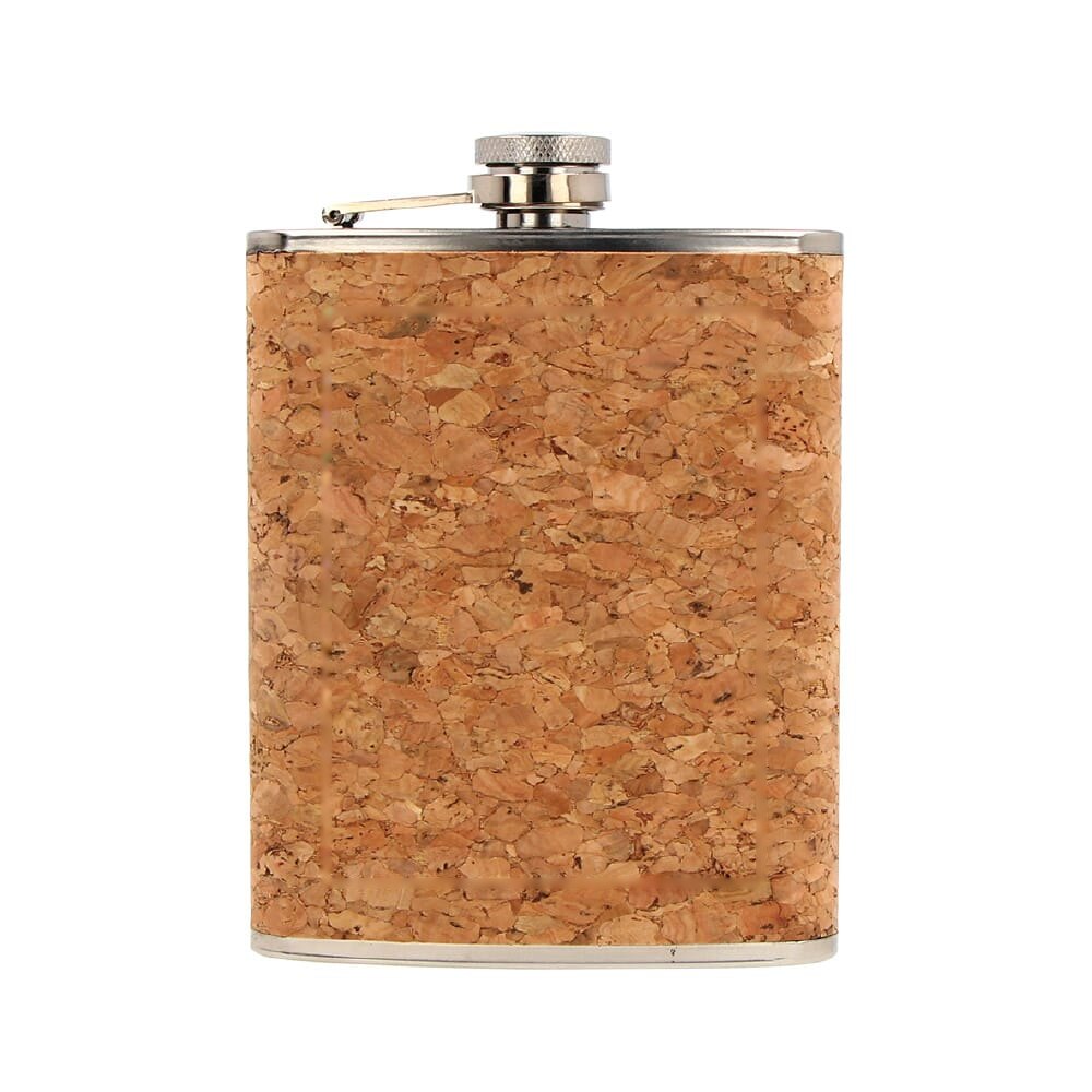 Heupfles kurk 220ml — drukvlak voorzijde