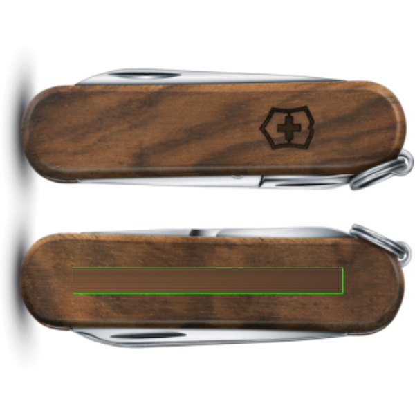 VICTORINOX Pocket Knife Classic SD Wood 5 functies — drukvlak artikel achterzijde
