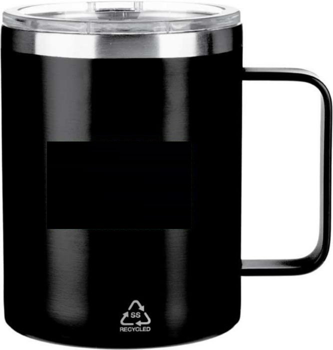 Dubbelwandige thermosbeker Renate | Gerecycled | 300 ml — drukvlak links van het oor