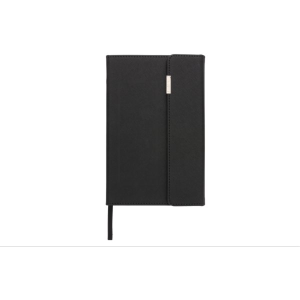 Swiss Peak deluxe A5 notitieboek en pen set — drukvlak artikel voorzijde midden