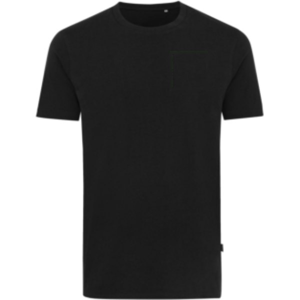 IQONIQ Bryce gerecycled katoen t-shirt — drukvlak borst linkerzijde