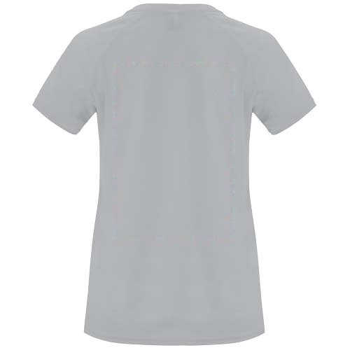 Bahrain 135 g/m² sportshirt met korte mouwen voor dames — drukvlak impact hoog op de achterzijde