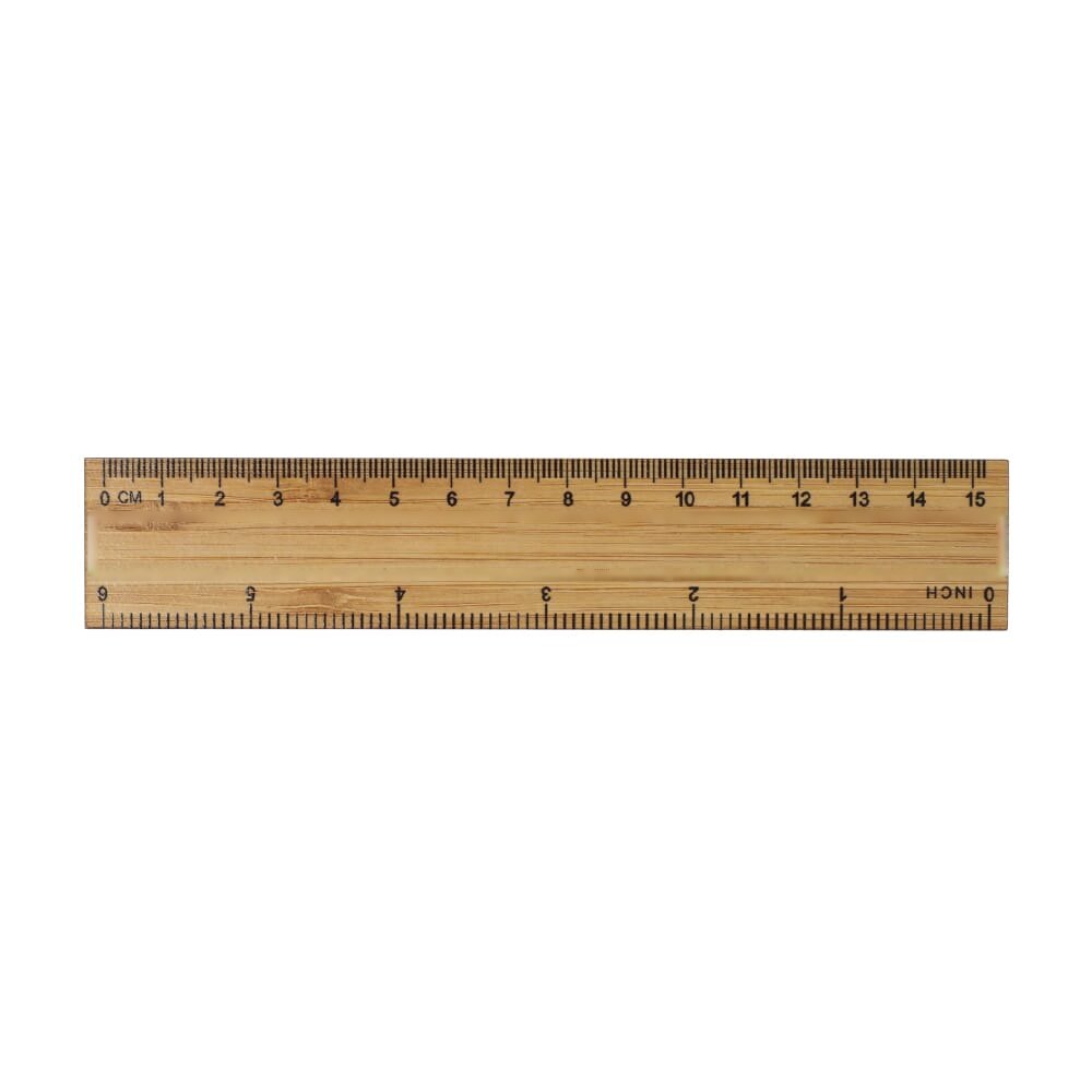 Bamboe liniaal 15cm — drukvlak in het midden