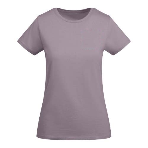 Breda 175 g/m² biologisch katoenen dames T-shirt met korte mouwen — drukvlak linker borst