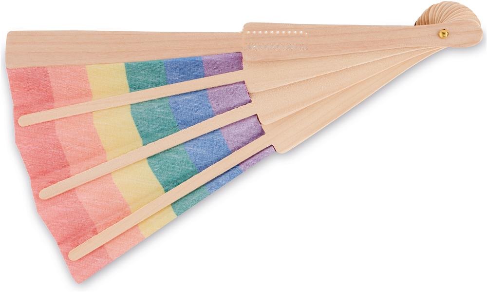 BOWFAN - Houten regenboog handwaaier — drukvlak achterzijde a