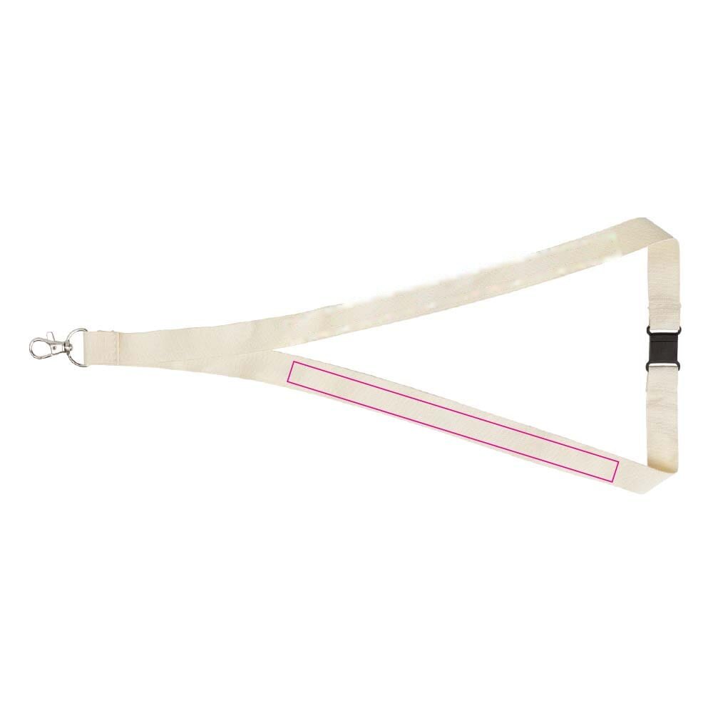 Lanyard organisch katoen — drukvlak voorzijde (links en rechts)