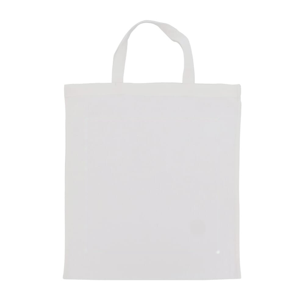 Schoudertas OEKO-TEX® gekleurd kort 140g/m² 38x42 cm — drukvlak voorkant midden