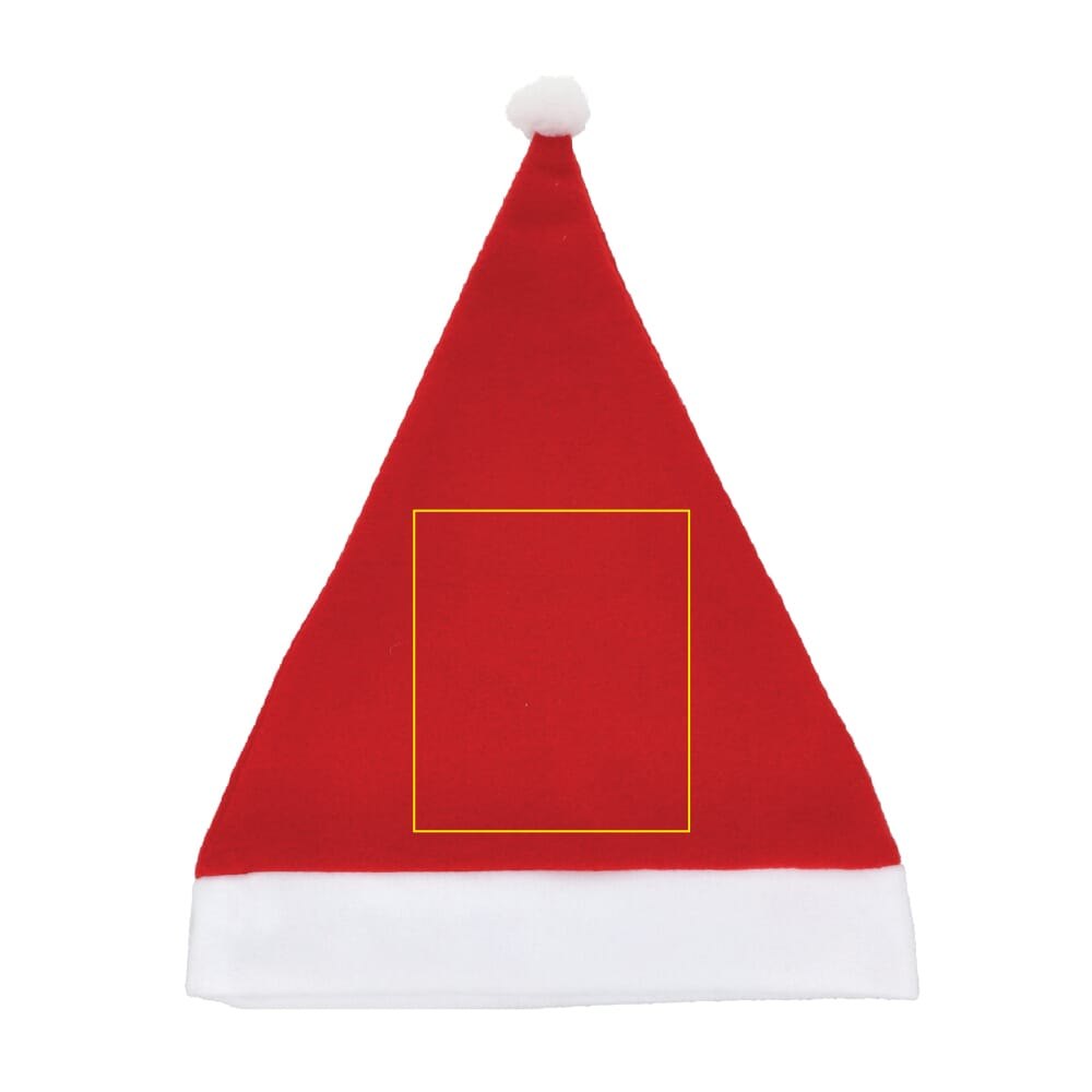 Flanellen kerstmuts — drukvlak midden op het rood