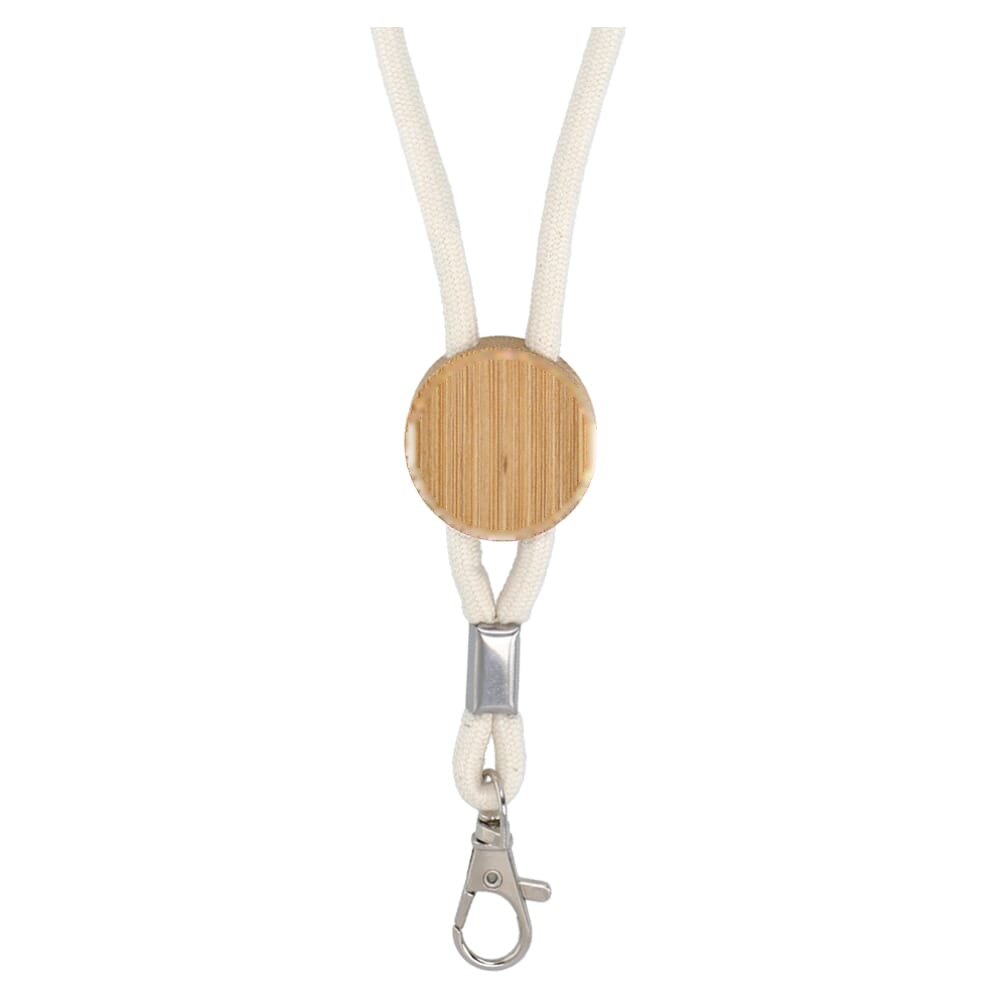 Katoenen lanyard — drukvlak op het houten rondje