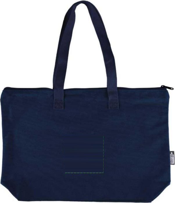 Gerecyclede polycotton (330 gsm) draagtas Malina — drukvlak voorzijde