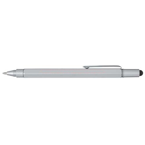 Dora multifunctionele pen van gerecycled aluminium (zwarte inkt) — drukvlak romp