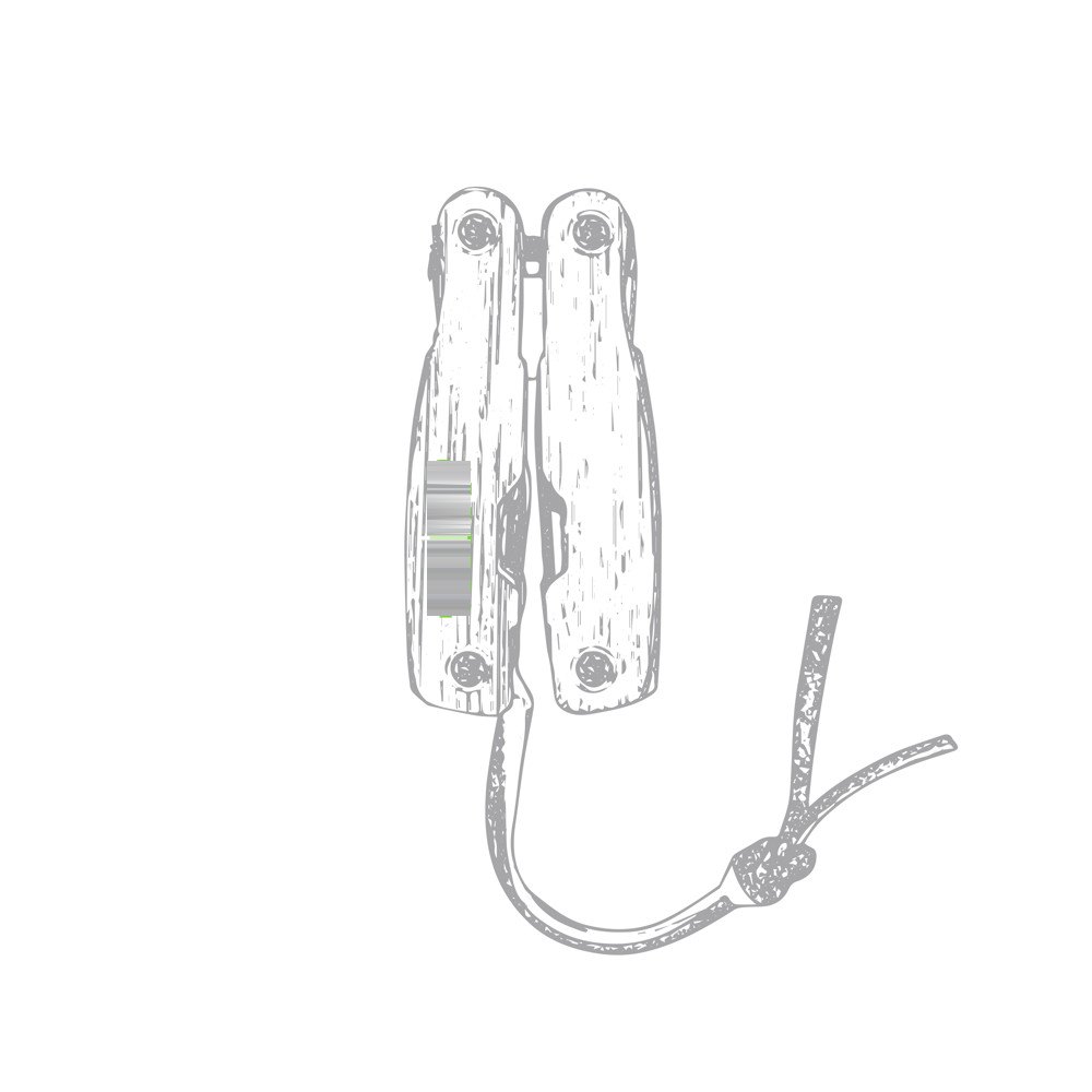 Multitool Folnax — drukvlak op het mes, linkerhandvat