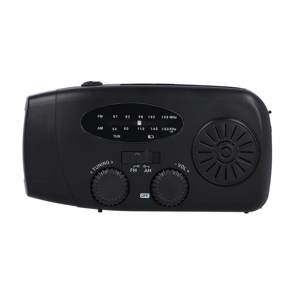 SafeSound Noodradio met Zonne-energie en Opwindbaar — drukvlak voorzijde