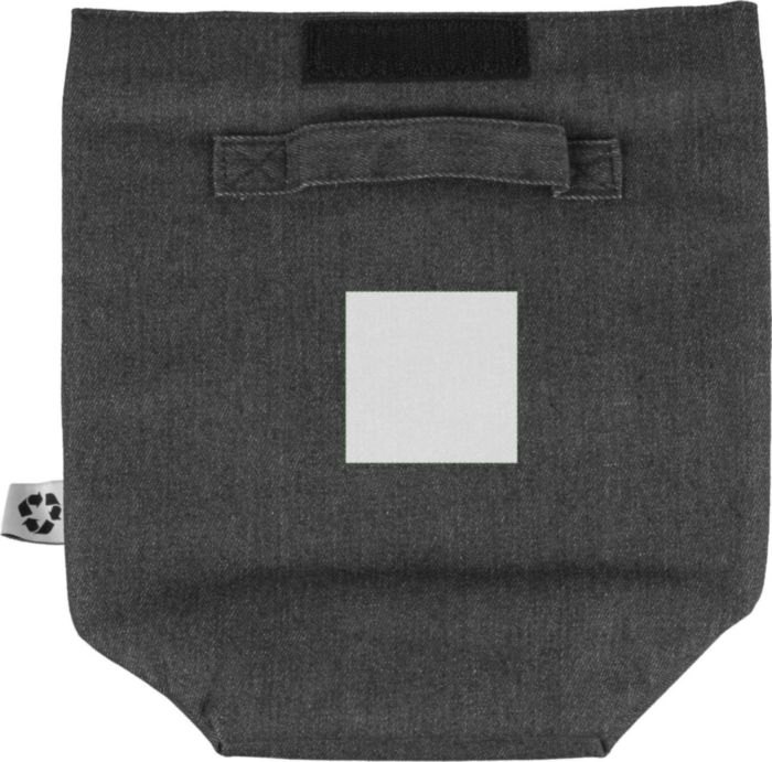 Gerecycled denim roll-top koeltas Mira — drukvlak achterzijde