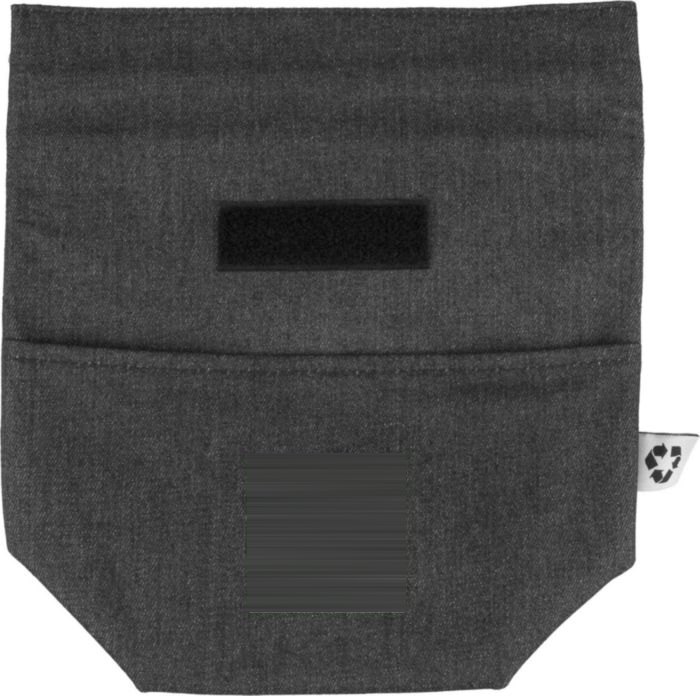 Gerecycled denim roll-top koeltas Mira — drukvlak voorvak