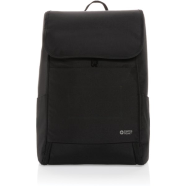 Swiss Peak Fern AWARE™ RPET allover zip 15" laptop rugzak — drukvlak artikel voorzijde midden