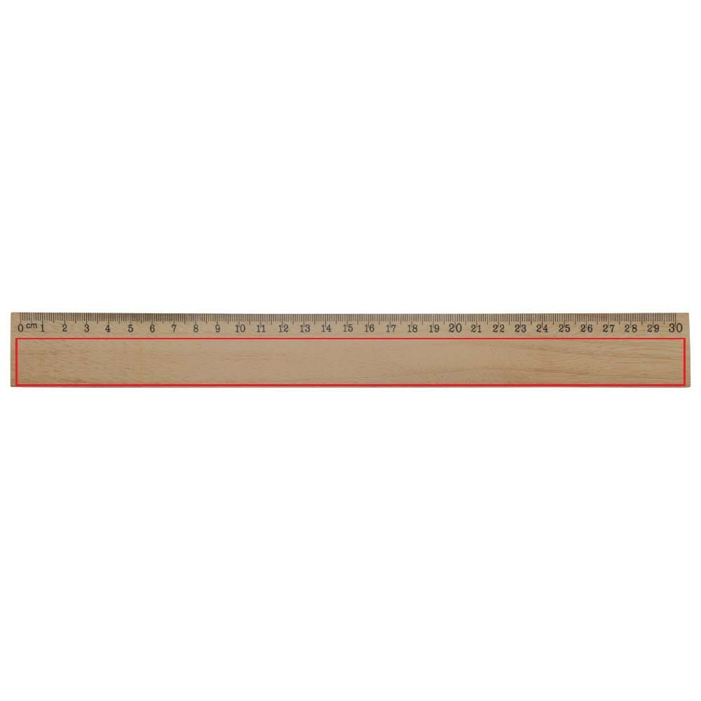 Houten liniaal 30cm — drukvlak voorzijde