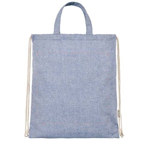 Pheebs 150 g/m² Aware™ gerecyclede rugzak met trekkoordsluiting — drukvlak voorzijde