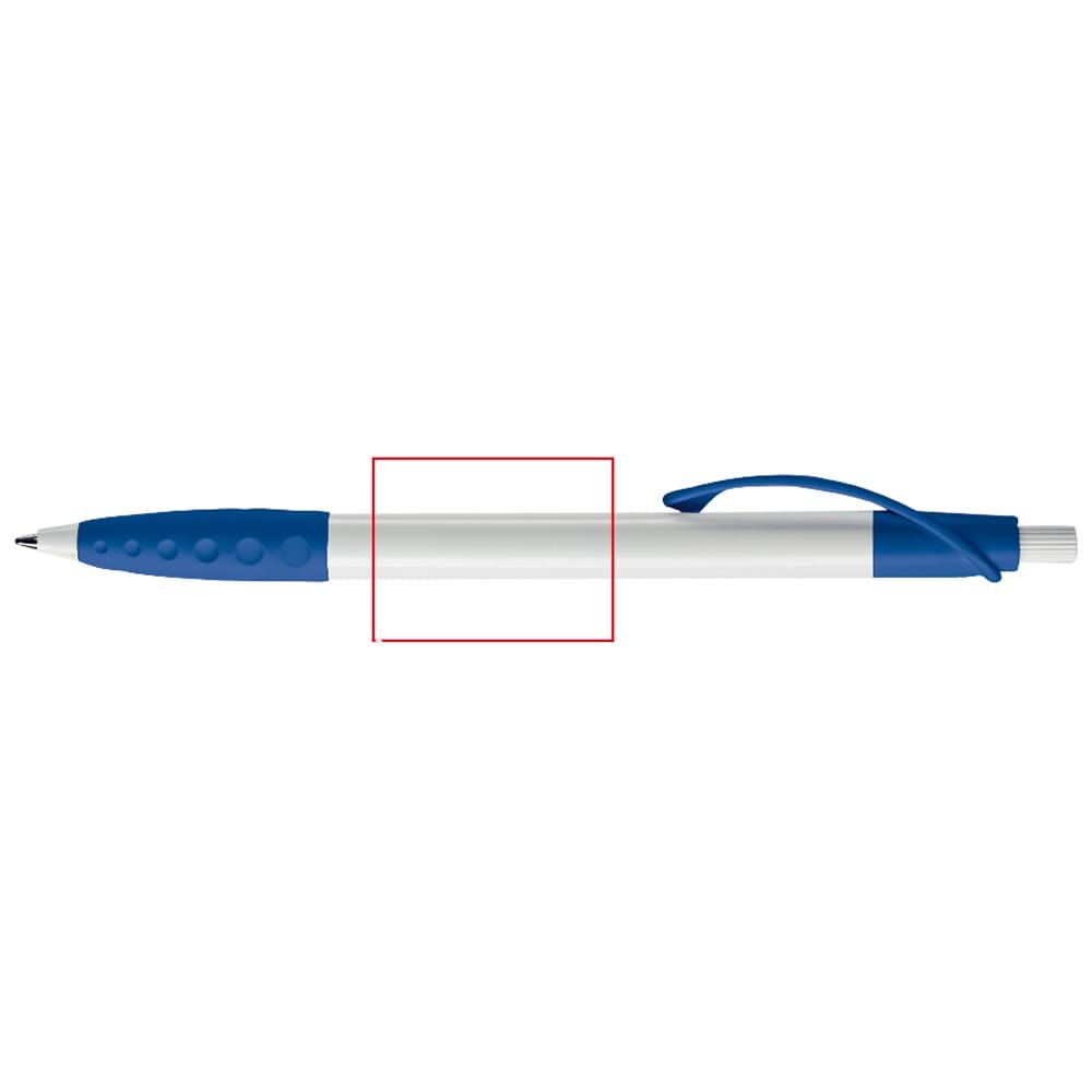 Balpen Cosmo grip hardcolour — drukvlak 90 graden van de clip