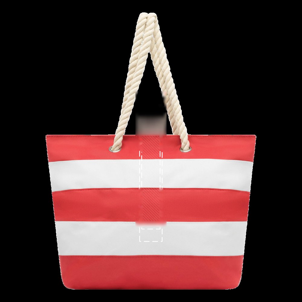 SYLT - Strandtas van 300D polyester — drukvlak gecentreerd op de boven white stripe op de achterzijde