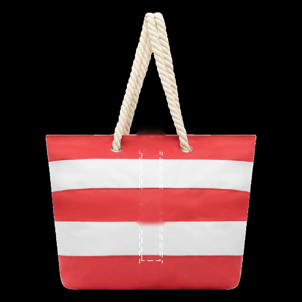 SYLT - Strandtas van 300D polyester — drukvlak gecentreerd op de boven coloured stripe op de voorzijde