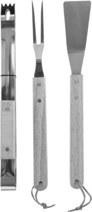 Barbecueset Kaitlyn | Rvs | 3 st | Houten handvatten — drukvlak handvat