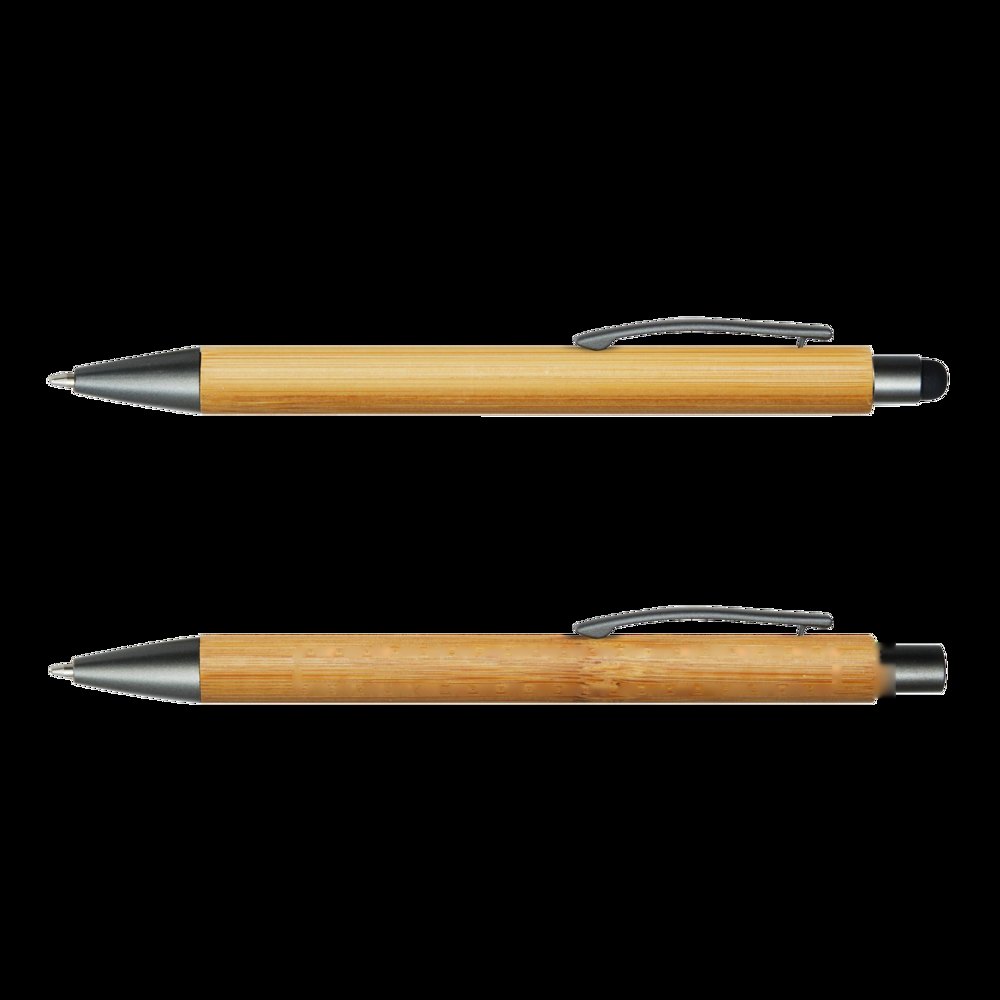 DOUBLE BAMBOO REVISED - Schrijfset — drukvlak op de links zijde van de clip van de pen