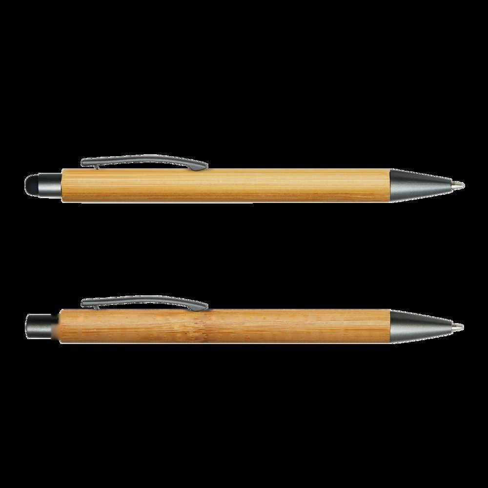 DOUBLE BAMBOO REVISED - Schrijfset — drukvlak op de rechts zijde van de clip van de pen