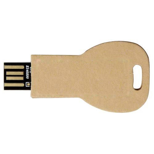 Sleutelvormige USB 2.0 van gerecycled papier — drukvlak voorzijde