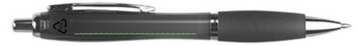Balpen Newport | Gerecycled | Rubberen grip — drukvlak naast de clip linkshandig