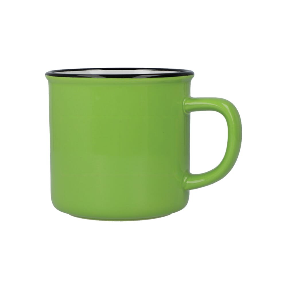Keramische mok in emaille stijl 280ml — drukvlak links van het handvat