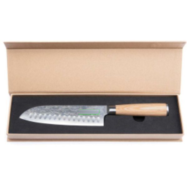 VINGA Hattasan Damascus Santoku mes — drukvlak mes