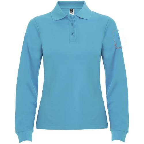 Estrella 220 g/m² damespolo met lange mouwen — drukvlak linker bicep