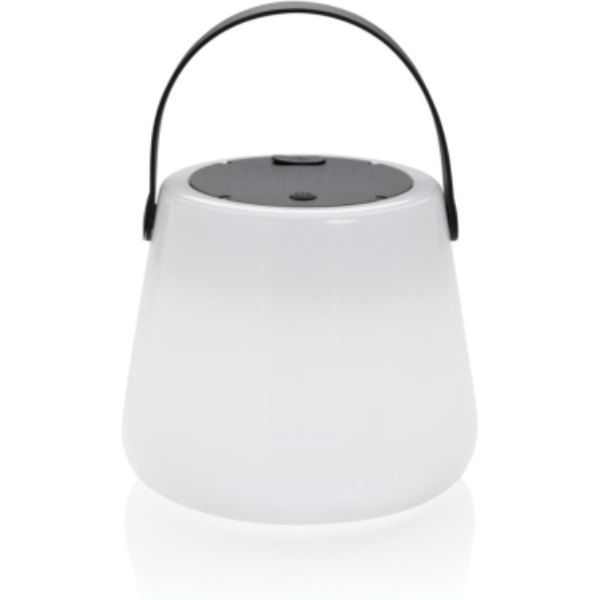 Solar Glow RCS gerecycled plastic USB-oplaadbare buitenlamp — drukvlak artikel voorzijde