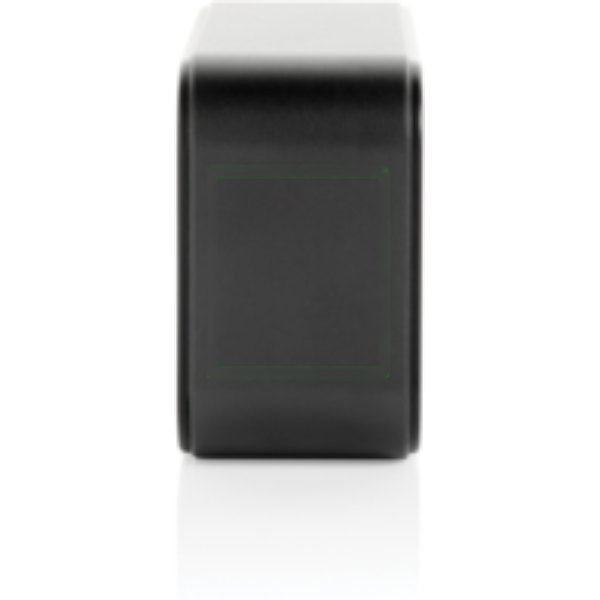 Swiss Peak RCS gerecycled aluminium 10W bass speaker — drukvlak artikel zijkant rechts