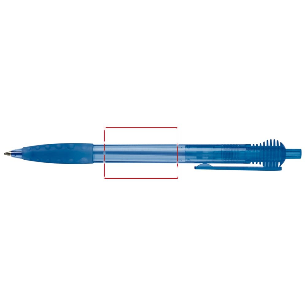 Balpen Cosmo grip transparant — drukvlak 270 graden van de clip