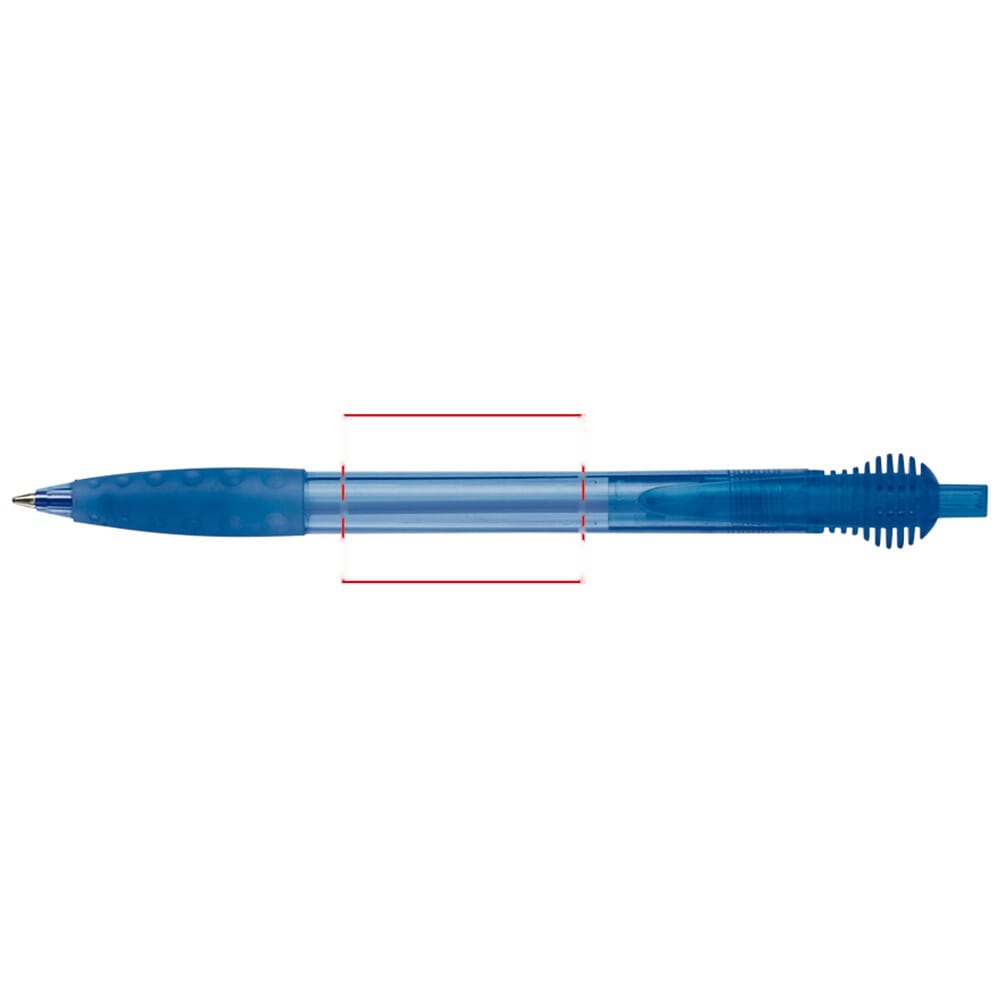 Balpen Cosmo grip transparant — drukvlak verlengde van de clip