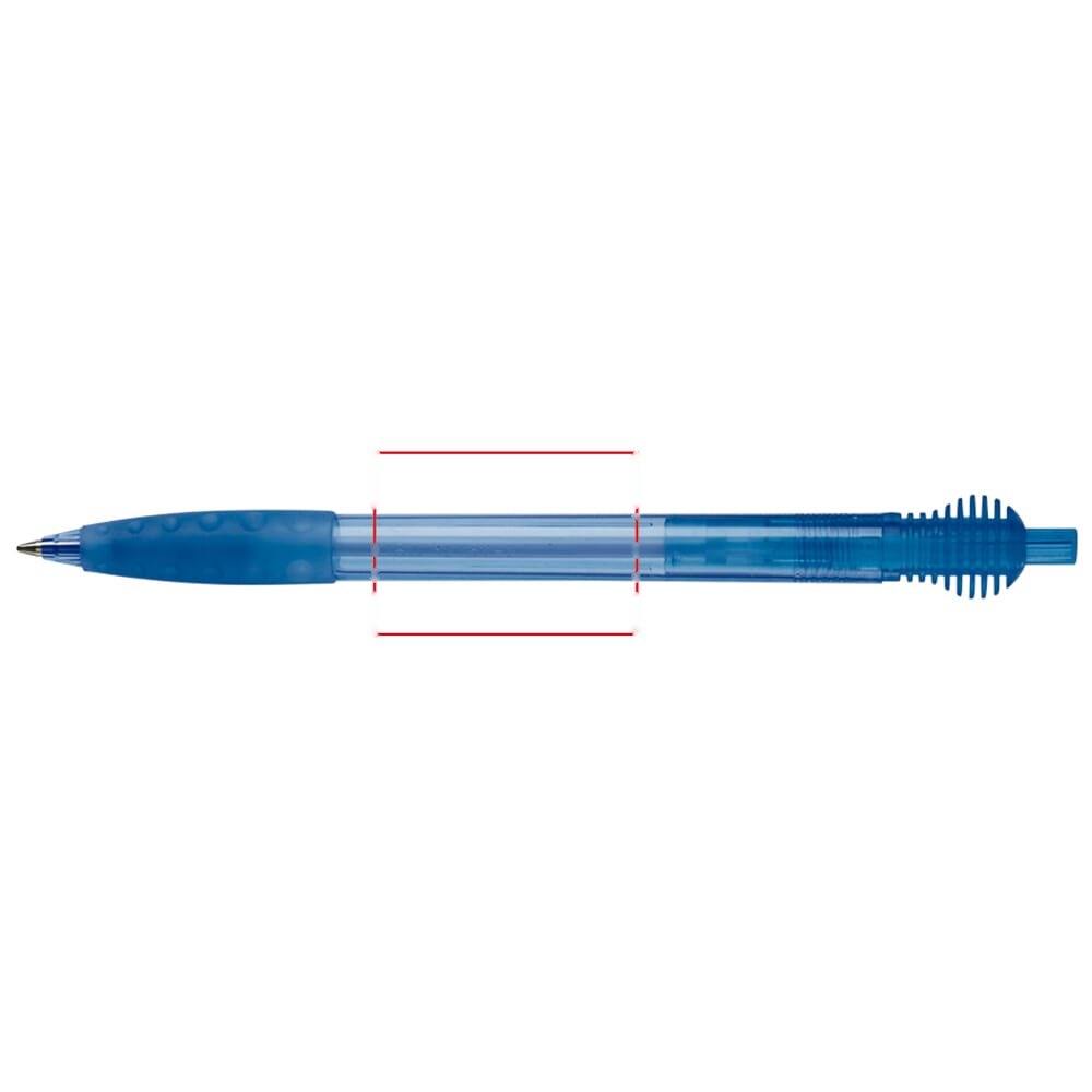Balpen Cosmo grip transparant — drukvlak 180 graden van de clip