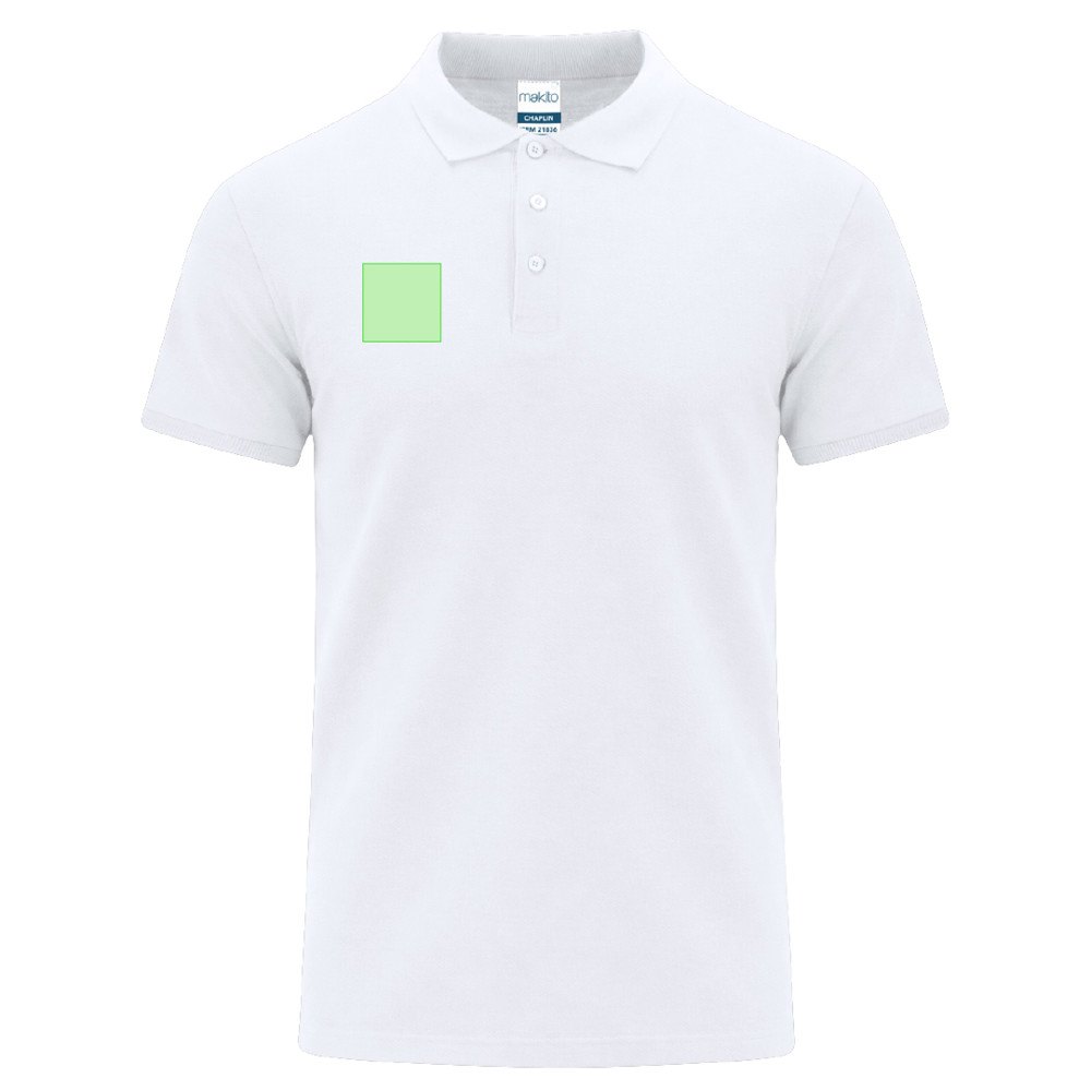 Volwassene Wit Polo Shirt Chaplin — drukvlak rechterborst