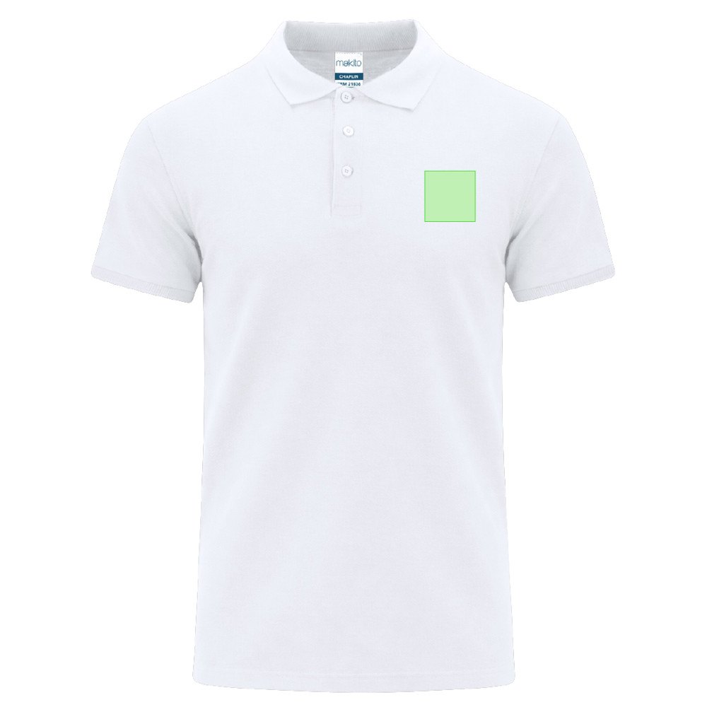Volwassene Wit Polo Shirt Chaplin — drukvlak linkerborst