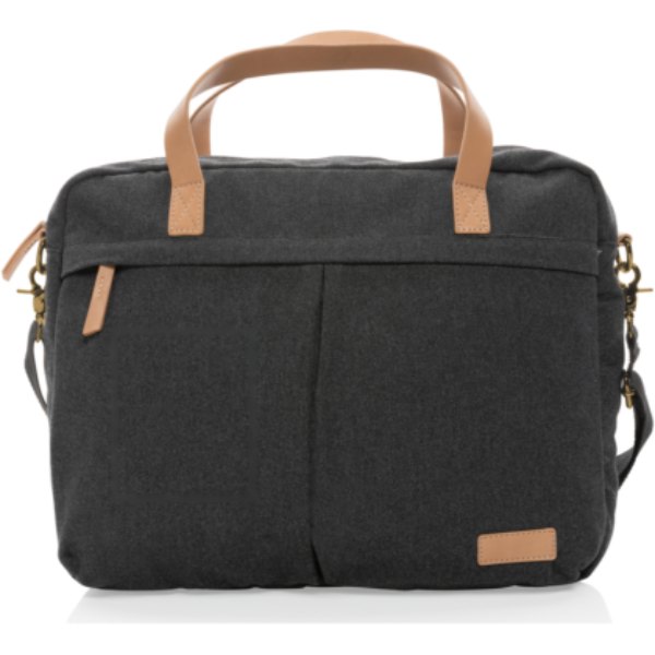 Impact AWARE™ 16 oz. recycled canvas laptoptas — drukvlak artikel voorzijde links