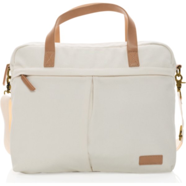 Impact AWARE™ 16 oz. recycled canvas laptoptas — drukvlak artikel voorzijde boven