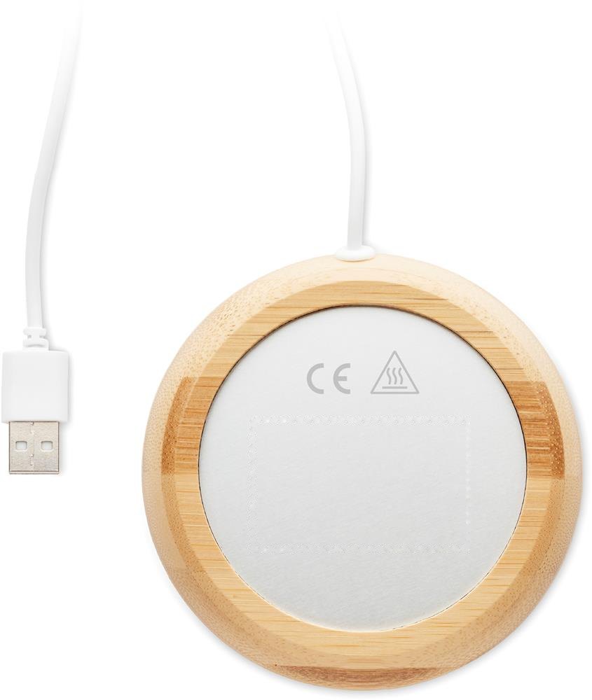 MUGLET - Bamboe mokwarmer met USB — drukvlak bovenzijde
