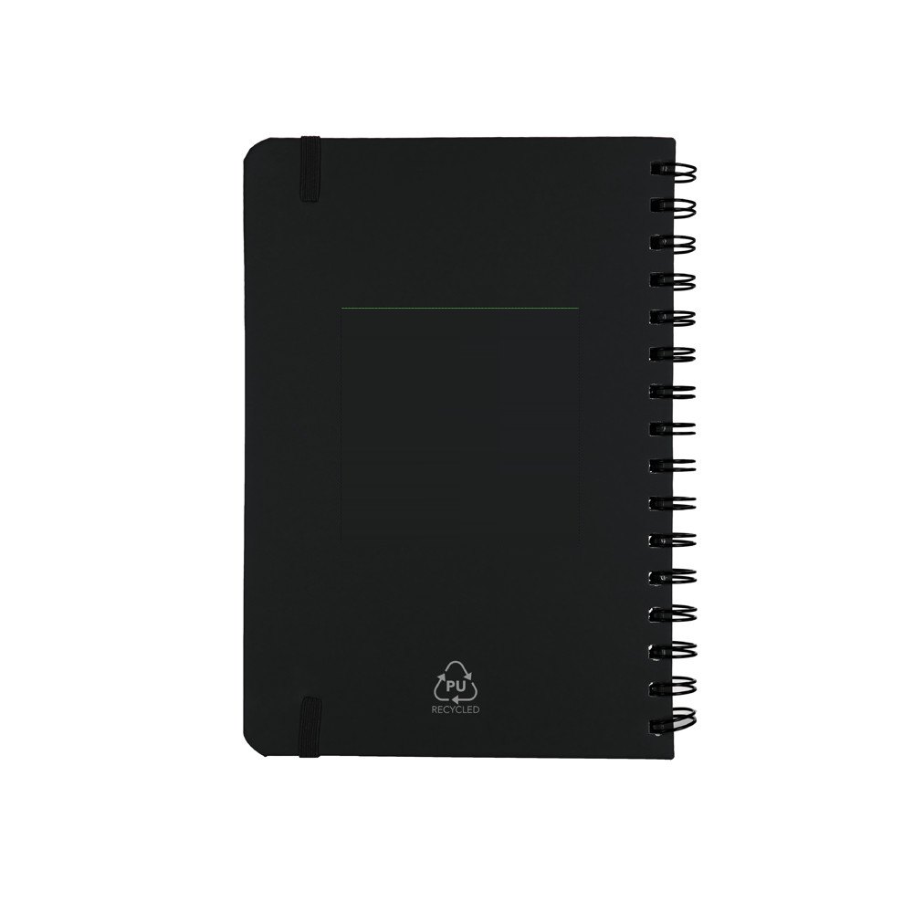Notitieboek Pusik — drukvlak op de achterkant