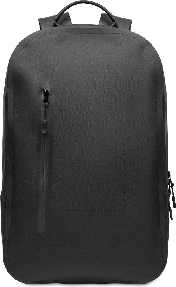 BRENNA - Laptop rugzak 300D RPET — drukvlak voorzijde vak