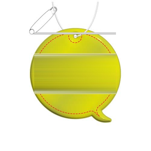 RFX™ H-09 reflecterende pvc hanger met bijschrift — drukvlak achterkant (onder reflecterende laag)