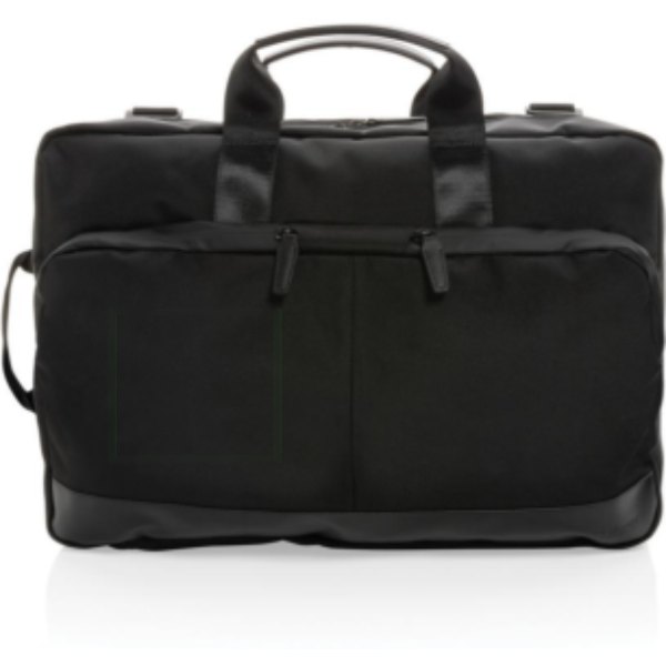 Swiss Peak Aware™ executive 2-in-1 laptop rugzak — drukvlak artikel voorzijde links