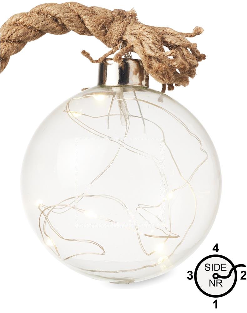 BAUBLI - Glazen kerstbal LED-lampje — drukvlak midden op de bal