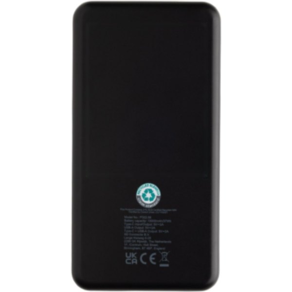 Boostcore RCS recycled plastic powerbank 10.000mAh met USB — drukvlak artikel achterzijde