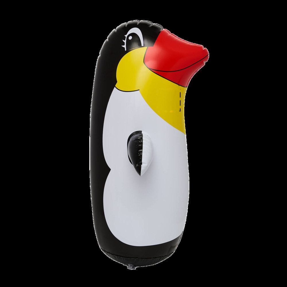 STAND UP - Opblaasbare wiebelende pinguïn — drukvlak gecentreerd op de yellow deel